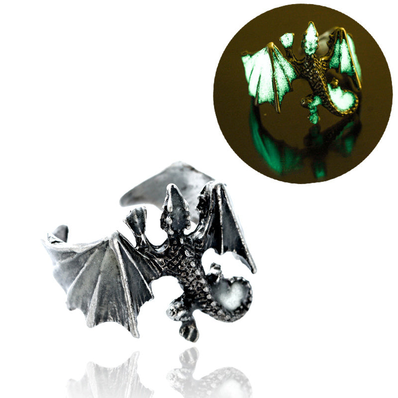 Glow In The Dark Lizard Ring Vintage Copper Adjustable Electroplated European Halloween Costume Ring Fashion Ring