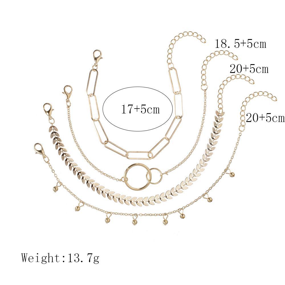 Women Geometric Chain Bracelet Set Four Piece Electroplated Alloy Jewelry Collections For Everyday Wear Trendy