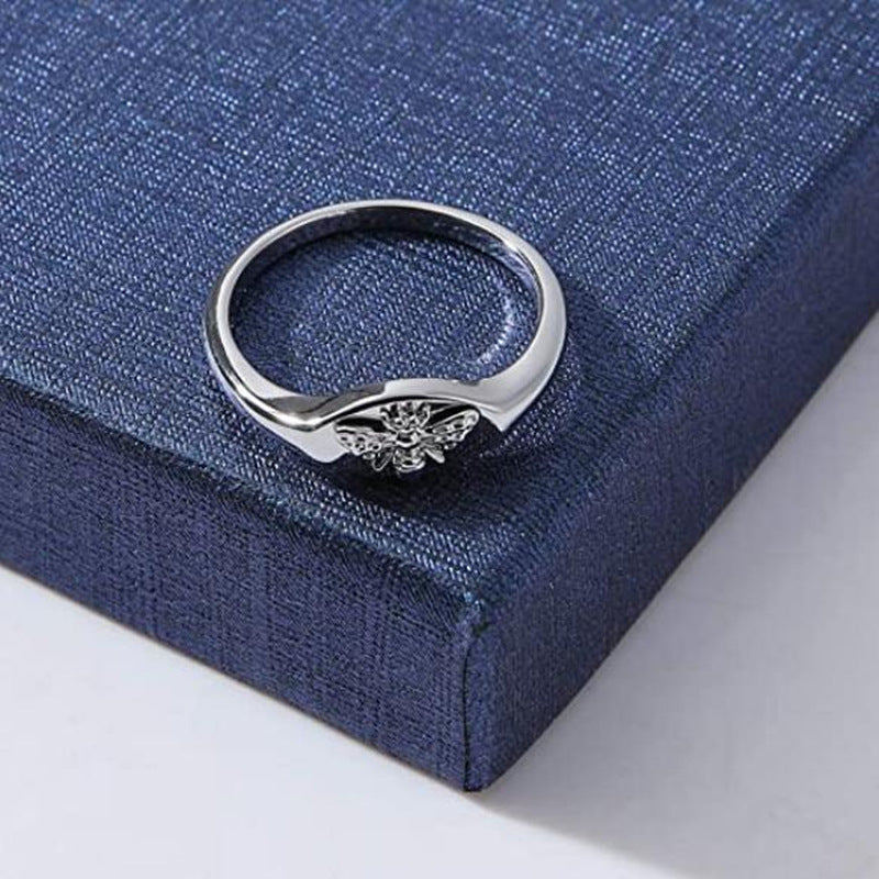 Women Bee Insect Ring Silver Tone Electroplated Geometric Design Elegant Temperament Durable Jewelry Versatile