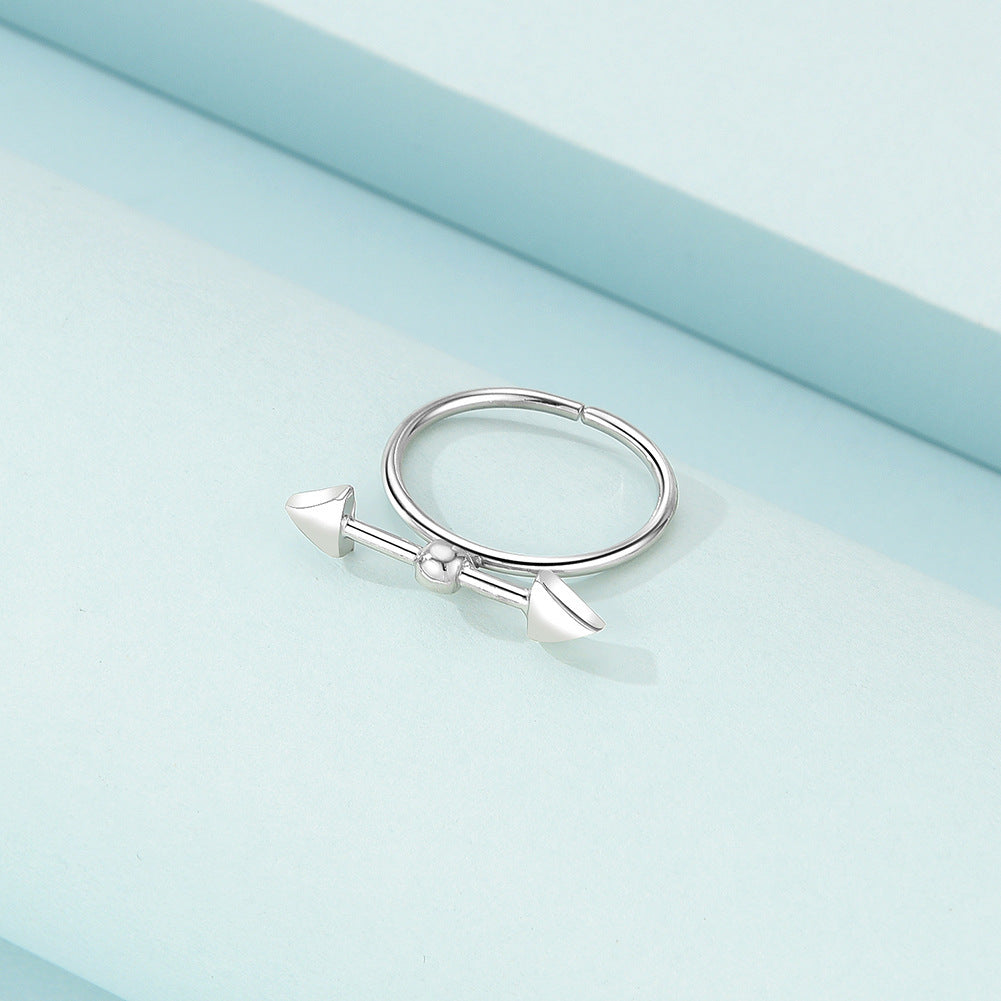 Unisex Arrow Ring Adjustable Opening Geometric Design Alloy Ring White K Finish Fashionable Ring Perfect Gift Idea