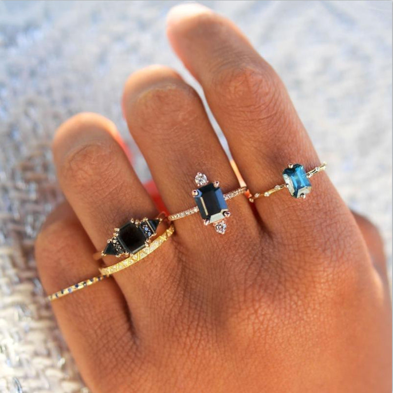 Geometric Zircon Ring Copper Gold Plated Elegant Fashion Jewelry For Women Anniversary Gift Elegant Gift Ideas