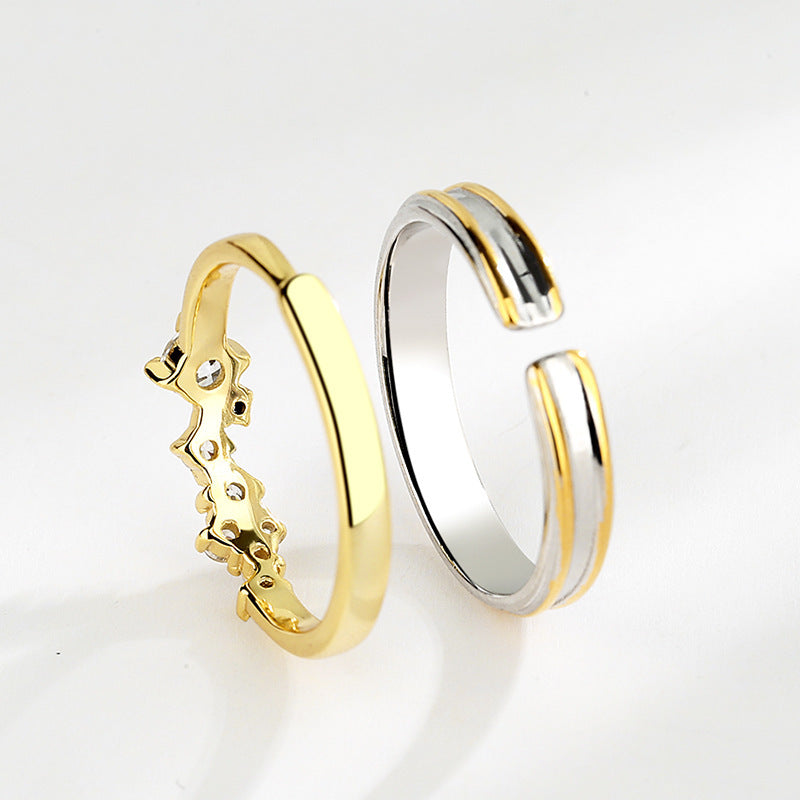 Womens Silver Star Ring With Diamond Accent Opening Adjustable Jewelry Gift For Her Korean Style Starry Design