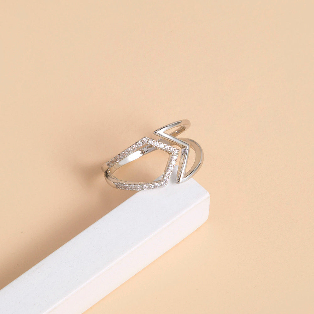 Womens Geometric Hollow Copper Ring Bracelet Adjustable Micro Diamond Jewelry Europe America Style Gleam Shine