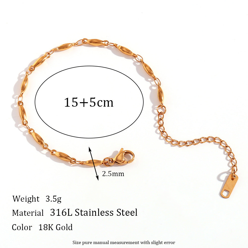 Gold Tone Stainless Steel Chain Bracelet With Extender Fox Tail Cross Keel Design For Women Everyday Wear Gold