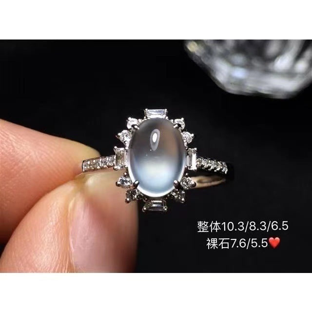 Womens Adjustable Open Ring White Gold Plated Diamond Accent Ice Chalcedony Gemstone Jewelry Gift For Her Gems