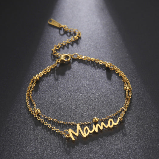 Unisex Stainless Steel Double Layer Chain Bracelet With Pendant Electroplated Steel And Gold Finish For Everyday Wear