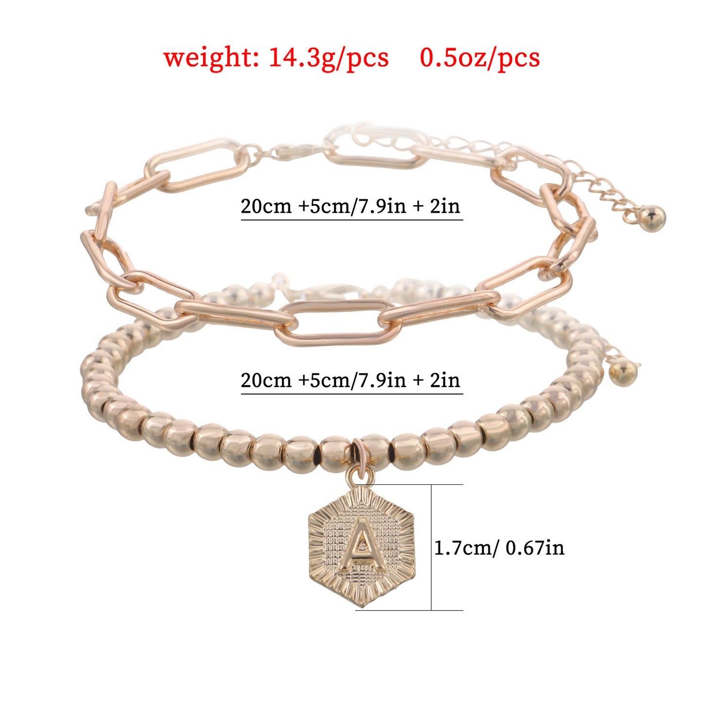 Womens Double Layer Round Bead Bracelet Electroplated Alloy Fashion Jewelry Letter Number Text Design European