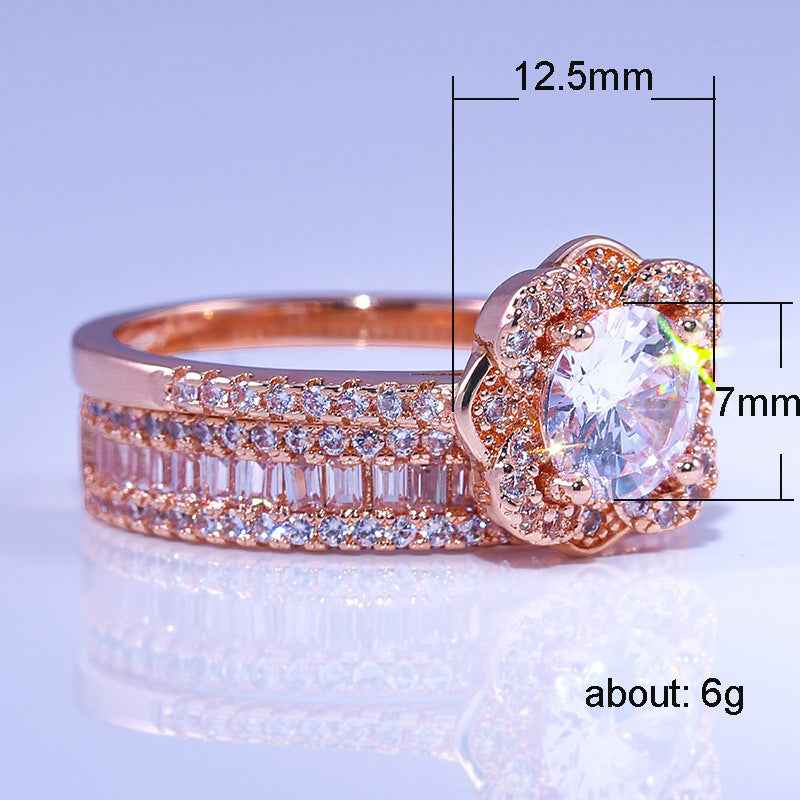 New Style Hot Selling Rose Gold Flower Fashion Ring