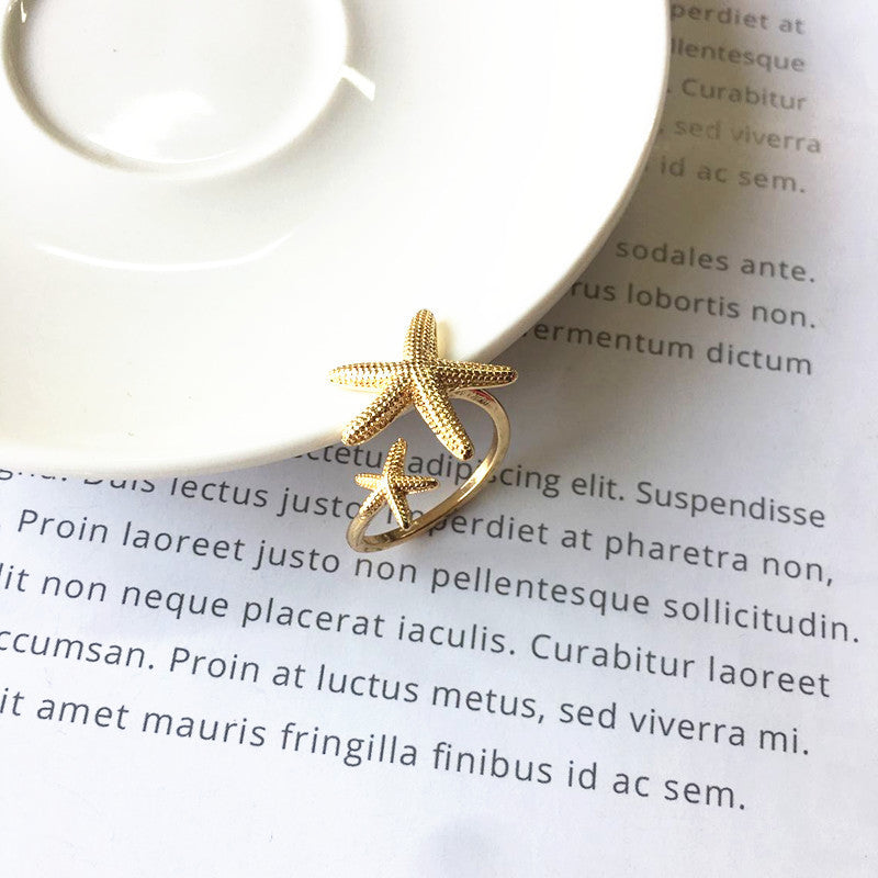Unisex Alloy Ring Starfish Pentagram Geometric Electroplated Durable Fashion Jewelry For Everyday Wear Accessory