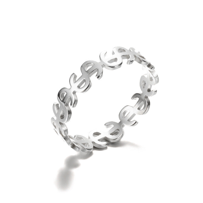 Unisex Stainless Steel Ring With Hollow Heart Design Geometric Round Electroplated Ring Fashion Jewelry For Men