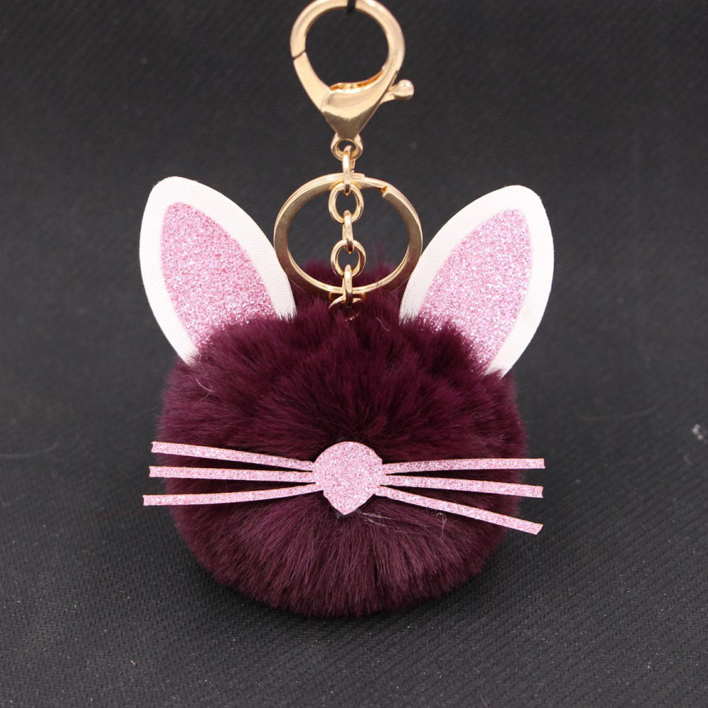 Plush Kitten Keychain Cute Cat Pendant Alloy Key Ring Women Adorable Bag Charm Accessory Trendy Gift Ideas Cat