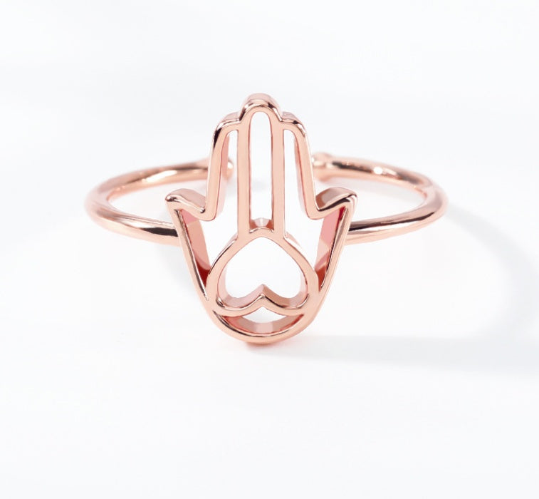 Adjustable Palm Design Stainless Steel Finger Ring Exotic Palm Gift Gold Festival Individually Packed Festival