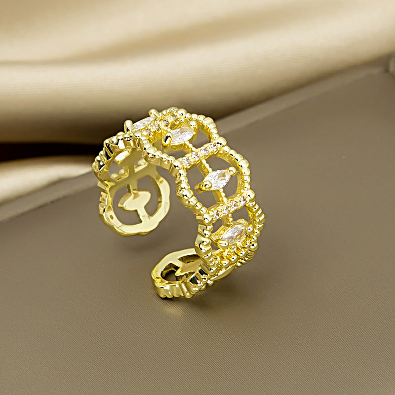 Trendy Index Finger Ring Copper Inlay Korean Style Geometric Design Accessory For Daily Wear Daily Style Picks