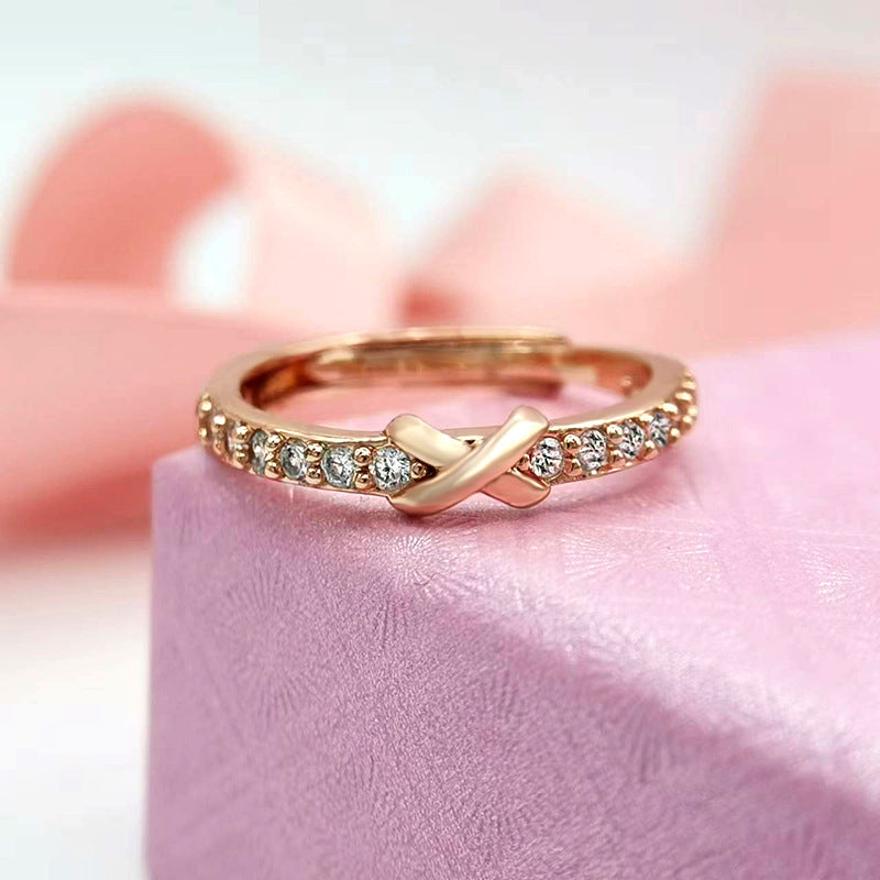 Womens Adjustable Initial Letter Ring Rose Gold Copper