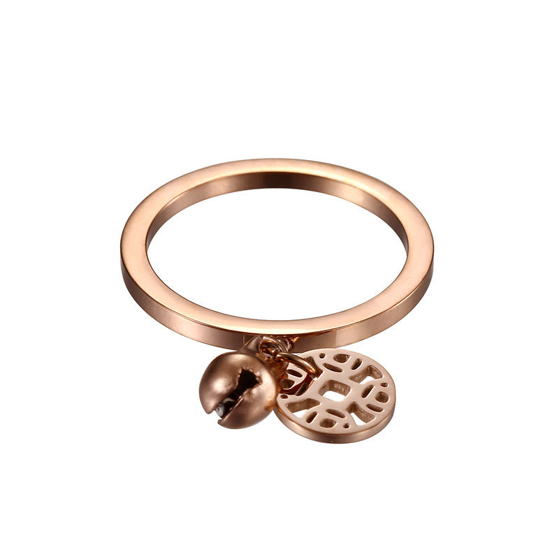 Titanium Steel Ring 18K Rose Gold Plated Ring With Gems Electroplated Thin Ring For Women Girls Size 5 6 7 8 9 10