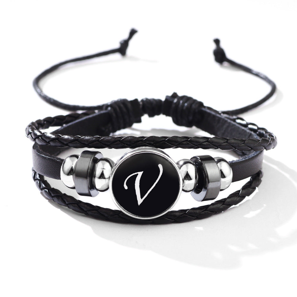 Womens Leather Bracelet With Initials Charm Adjustable Extension Classic Jewelry For Women And Girls For Women