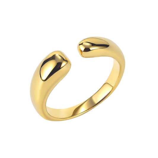Snake Shaped Line Opening Titanium Steel Ring Silver And Gold Finish Sleek Geometric Band Sized 6 7 8 For Unisex