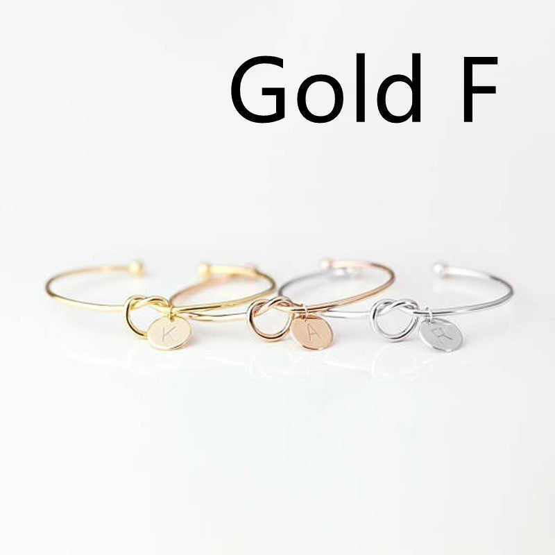 Womens Alloy Letter Bracelet Dead Knot Bangle Jewelry Gold