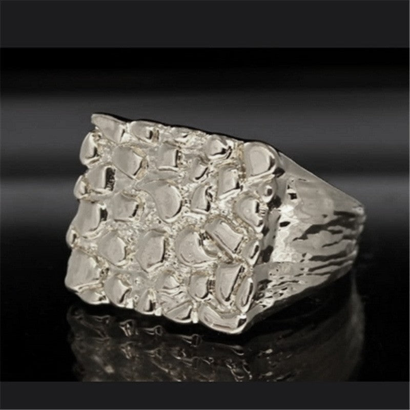 Unisex Gold Geometric Square Alloy Ring For Men Women Durable Modern Fashion Everyday Accessory Sleek Minimalist Style