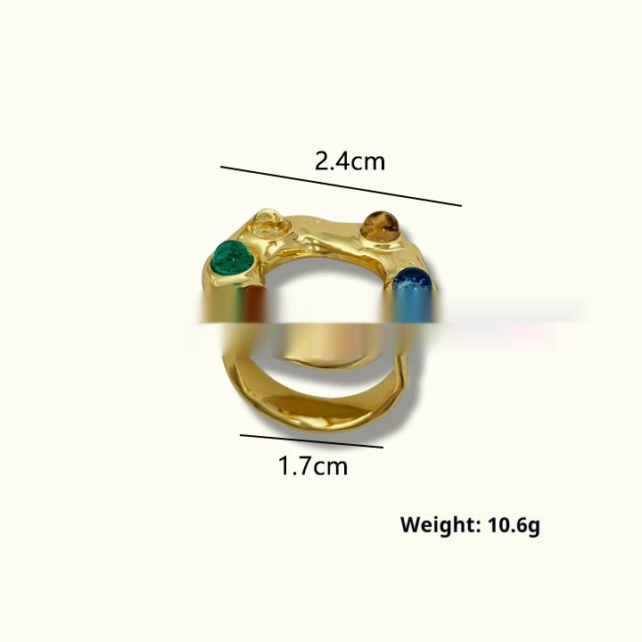 Special Interest Design Retro Fashion Unisex Brass Gold Plated Color Ring Electroplated Copper Size Free Style