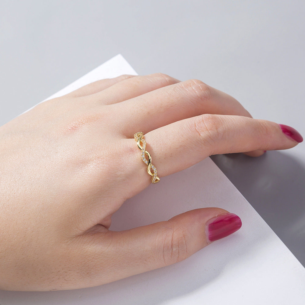Women Adjustable Gold Ring Twisted Open Copper Electroplating Simple Elegant Design Jewelry Gift Elegant Appeal