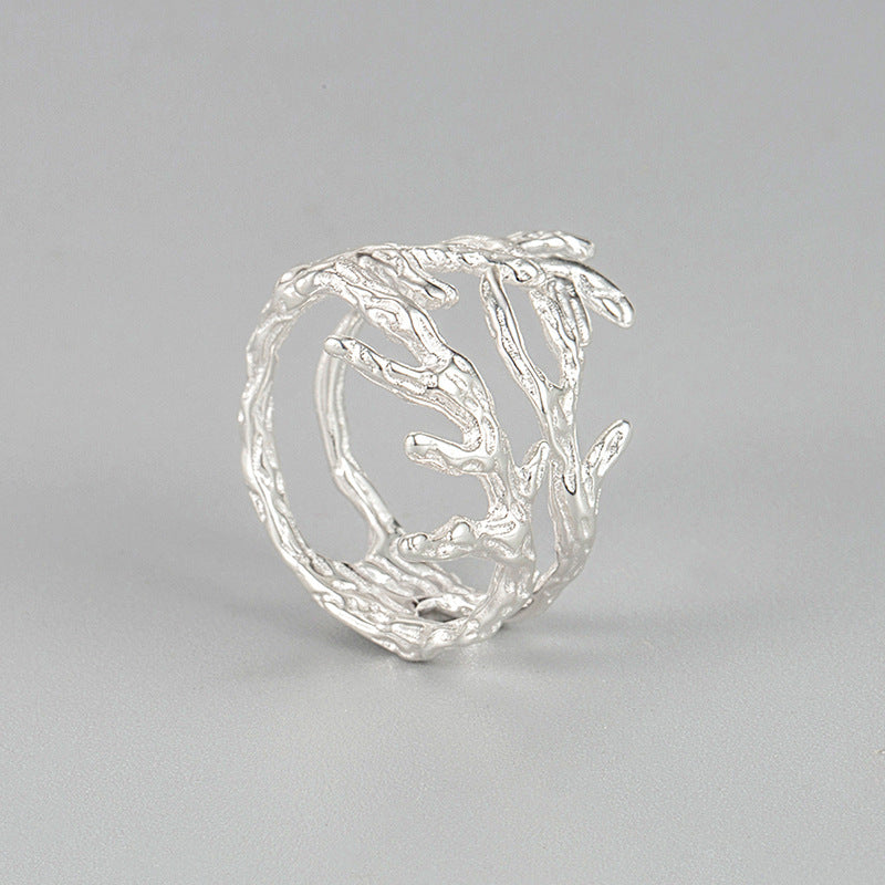 Sterling Silver Antler Ring Adjustable Opening Branch Design Fashionable Elegant Jewelry For Women Handcrafted