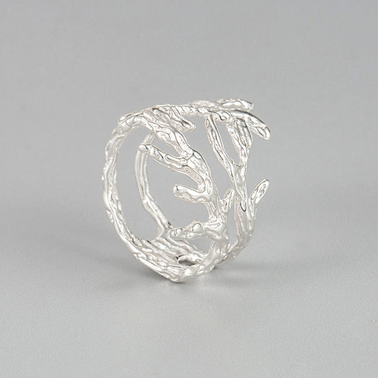 Sterling Silver Antler Ring Adjustable Opening Branch Design Fashionable Elegant Jewelry For Women Handcrafted