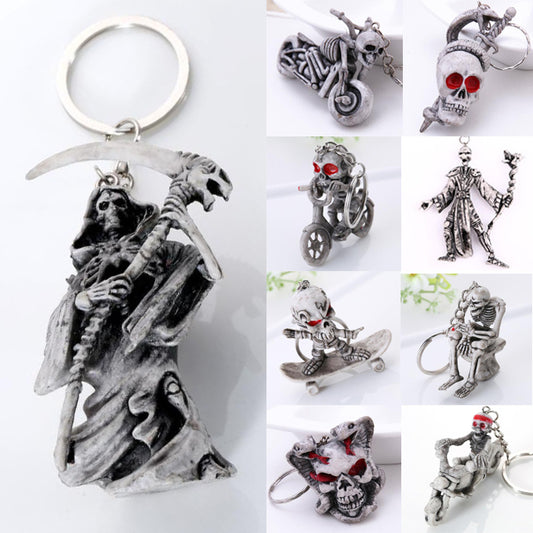 Skull Keychain Rubber Pendant Alloy Accessory Fashion Keychain High Quality Beautiful Keychain Charm Daily Use