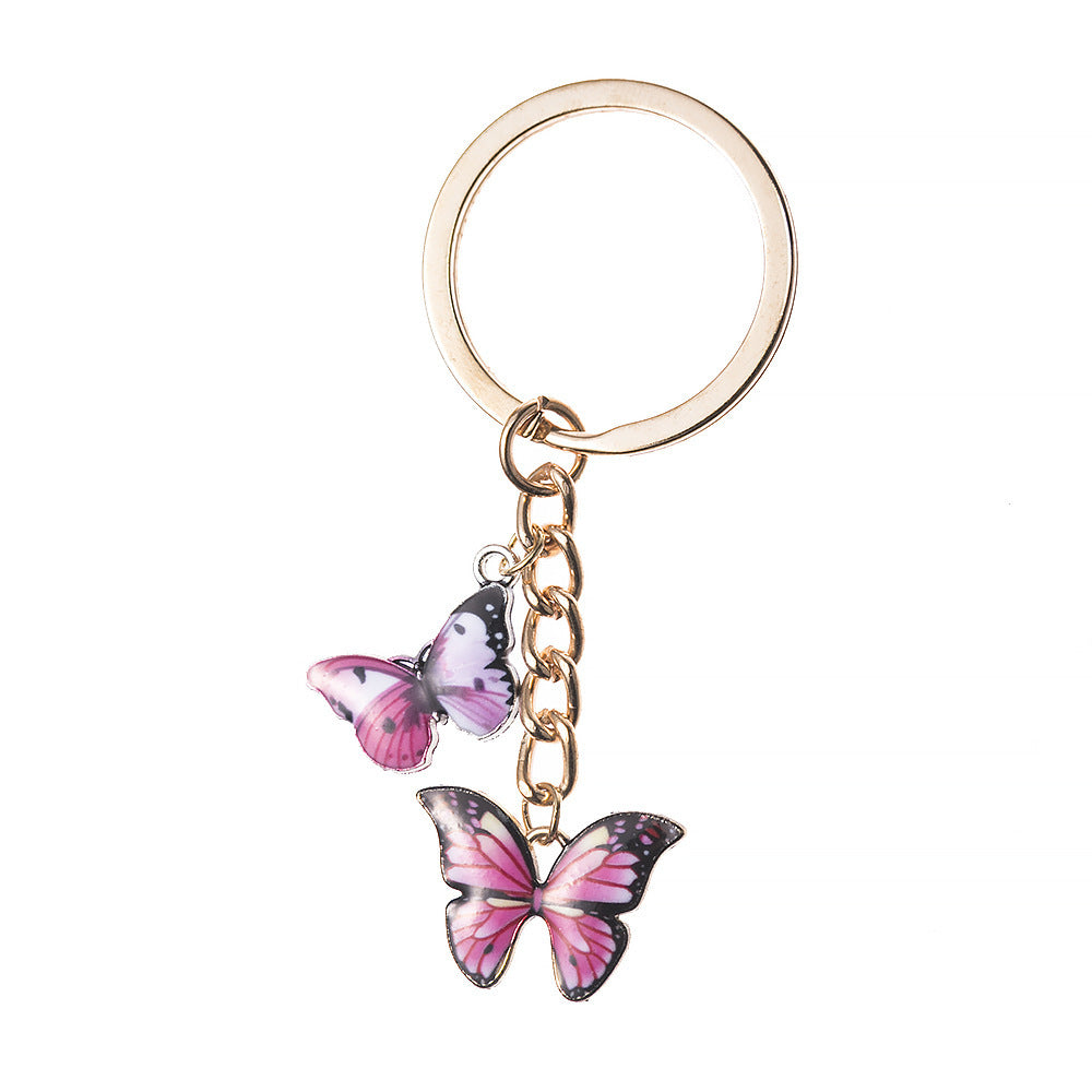 Butterfly Pendant Keychain Dripping Oil Design Alloy Key Ring Lightweight Fashion Accessory For Keys Bags And Decor