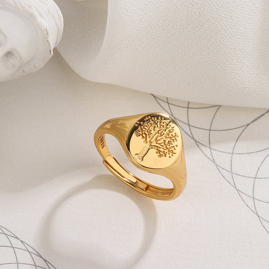 Silver Ring With Flower And Leaf Design Korean Inspired Electroplated Individually Packed Ring For Trade Fairs