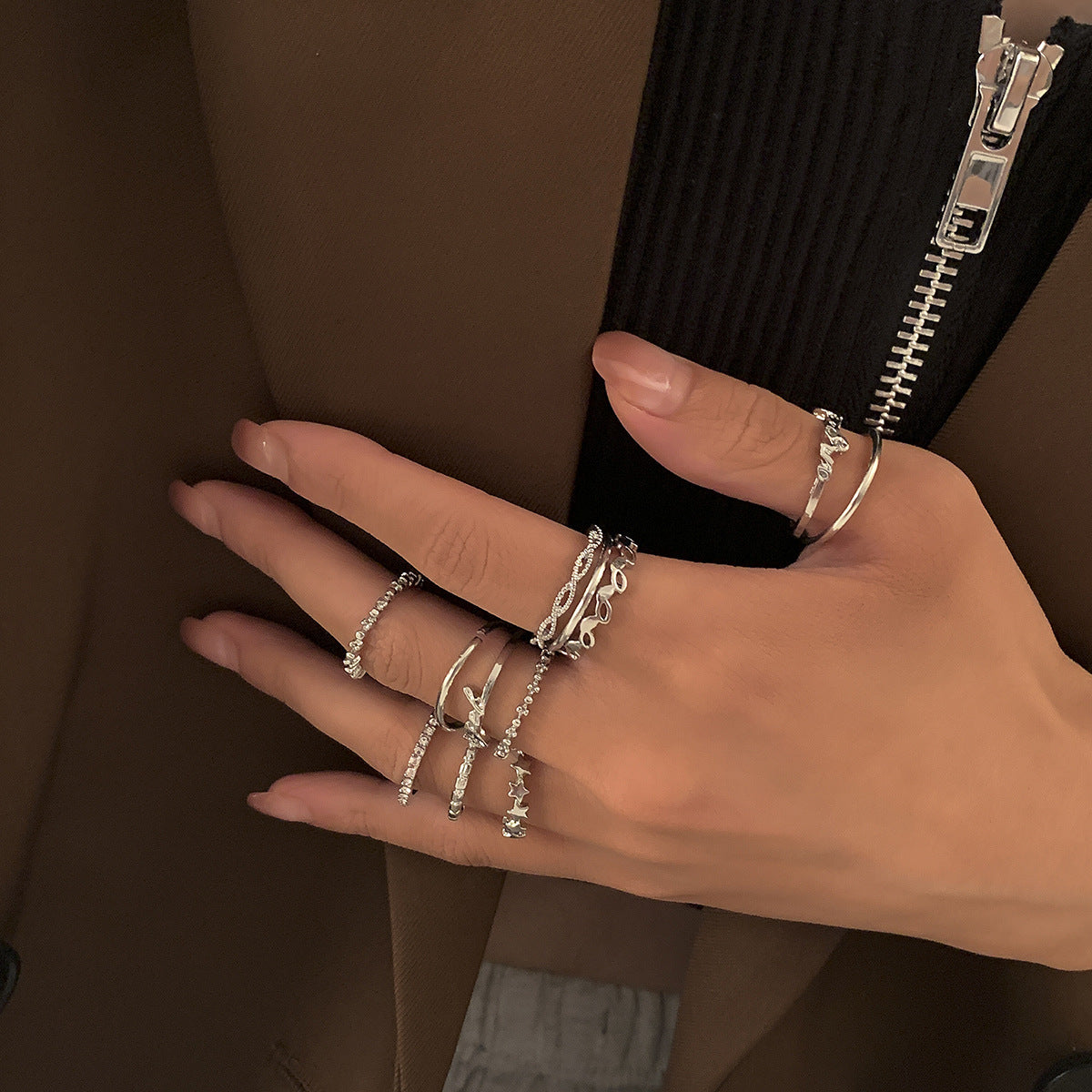 Womens Alloy Ring Set Fashion Letter Star Rings Elegant Jewelry For Women Everyday And Special Occasions Gifts