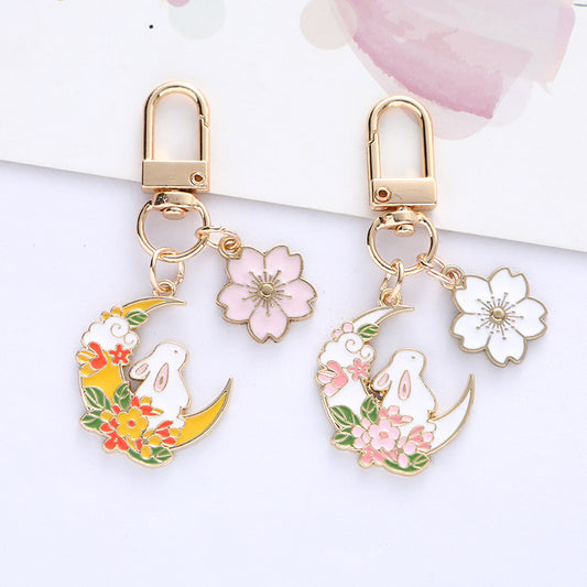 Keychain Cute Animal Pendant Zinc Alloy Keyring For Keys Adorable Bag Charm Decoration And Gift Yellow Rabbits