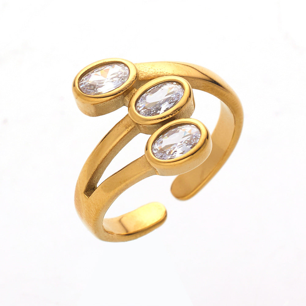 Stylish Colored Diamond Stainless Steel Ring