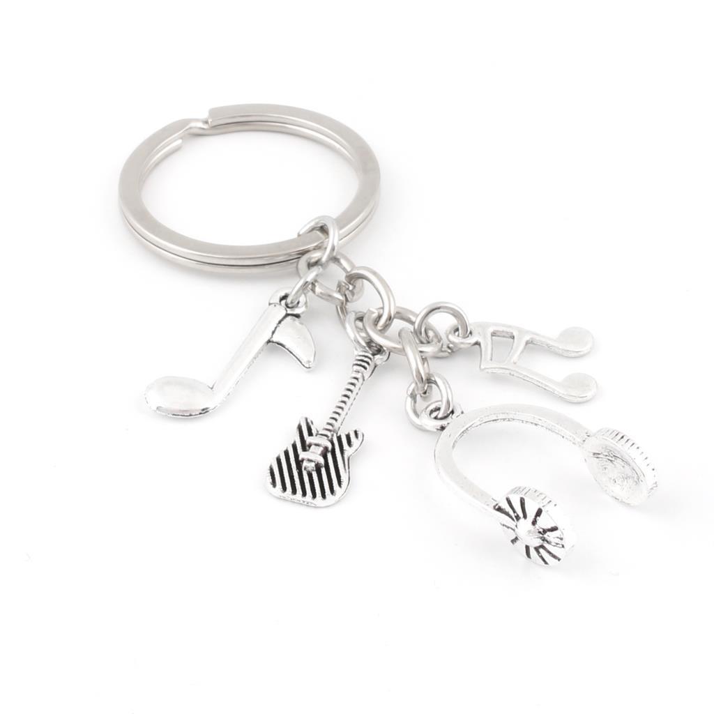Metal Earphone Shaped Keychain For Music Lovers With Guitar Notes Design Unisex Key Ring Durable Metal Gift Box