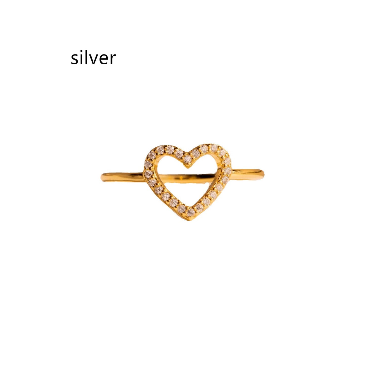 Couple Heart Ring with Diamond Stainless Steel Love Heart Promise Ring Wedding Bands for Lovers