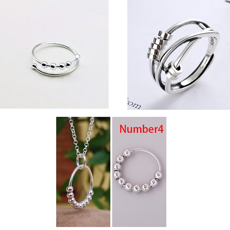 Women's S925 Sterling Silver Turnable Decompression Ring