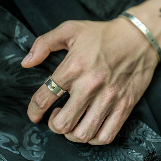 Mens Tiger Ring Adjustable Copper Ring Zodiac Animal Ring European American Fashion Ring Animal Elements Rings