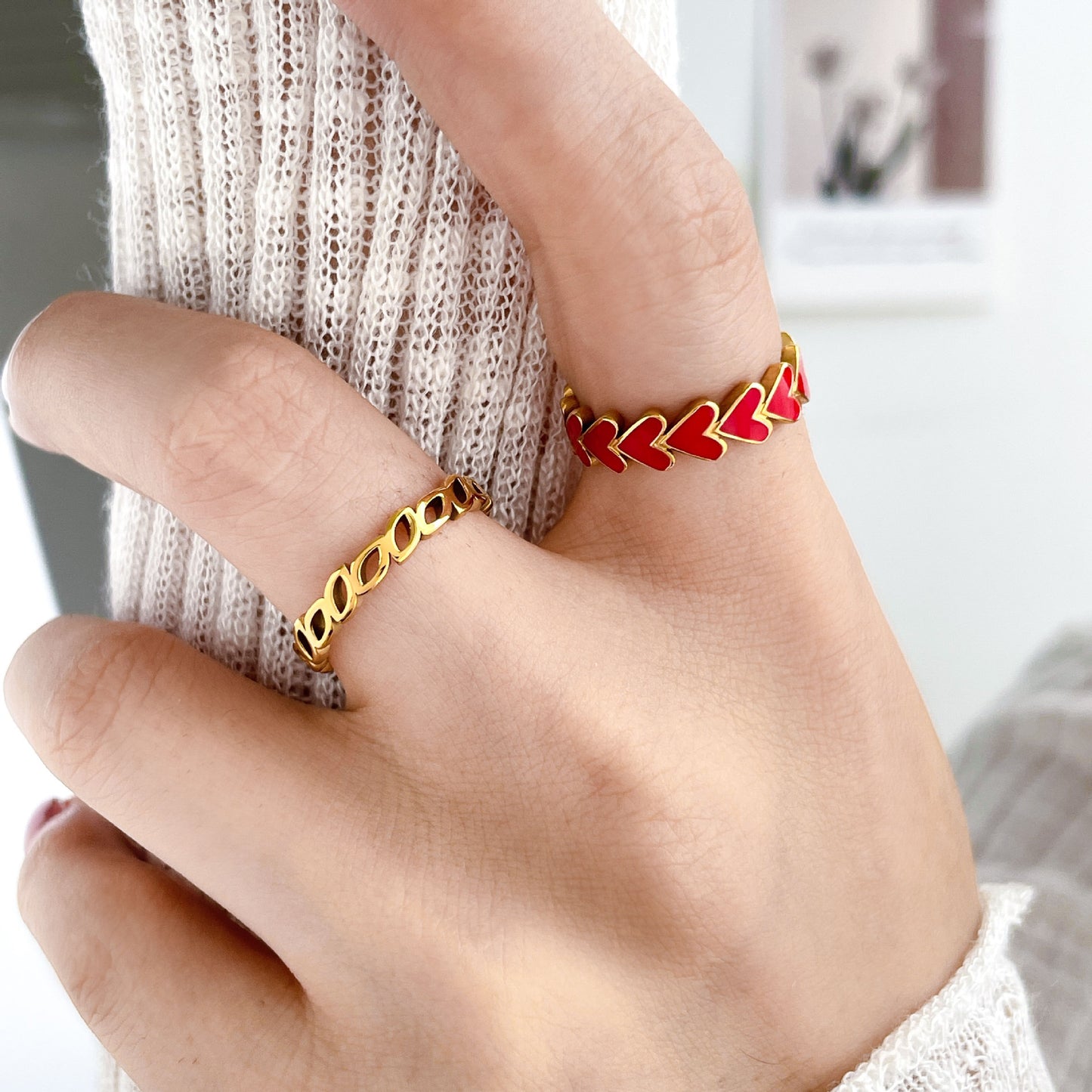 Titanium Steel Ring Butterfly Hollow Leaves Epoxy Geometric Design Fashion Jewelry Gift For Women Elegant Gift