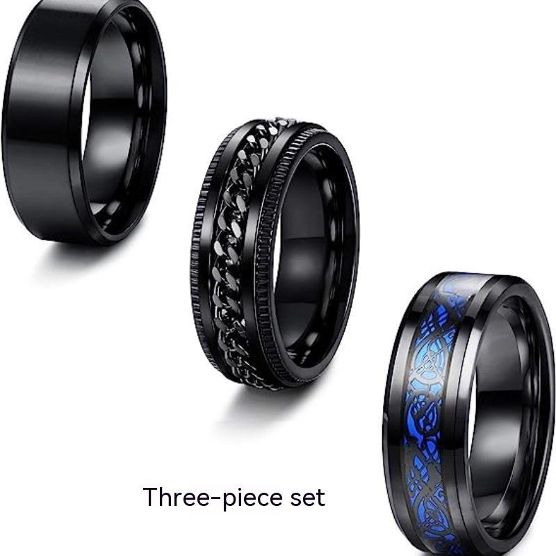 Titanium Steel Ring Three Piece Set Fidget Spinner Jewelry