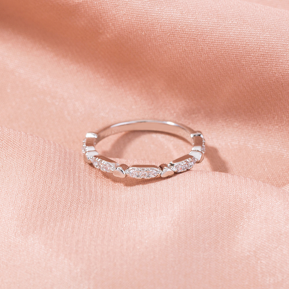 Adjustable Ring With Peach Zircon Heart Copper Electroplated Splicing Design For Index Finger Europe And America Style