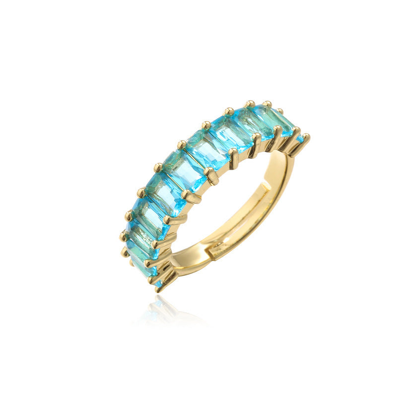 Personalized T Square Zircon Ring For Women Adjustable