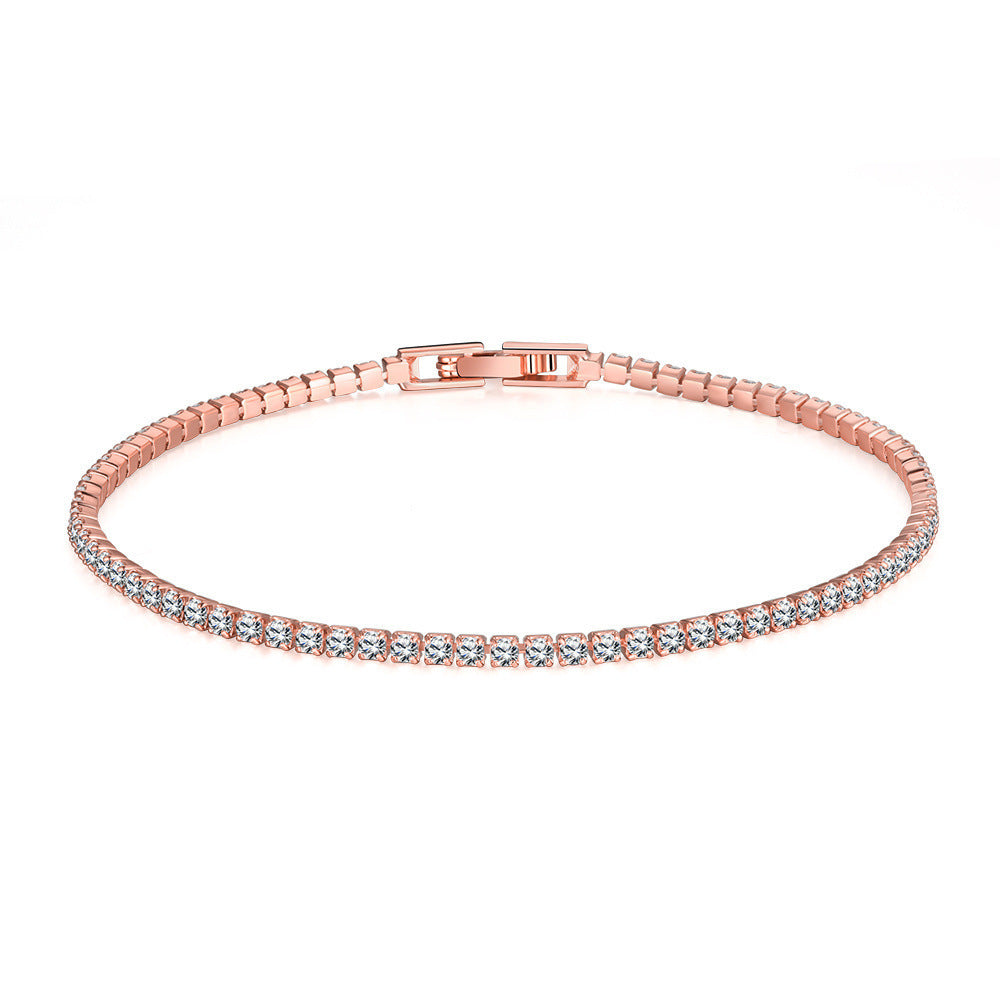 Womens Geometric Chain Bracelet Zircon Inlaid Design Alloy Metal Copper Plated Rose Gold Silver Champagne Gold