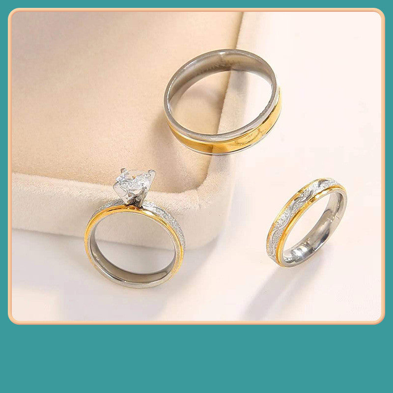 Stainless Steel Couple Ring Set 4mm 6mm For Him And Her
