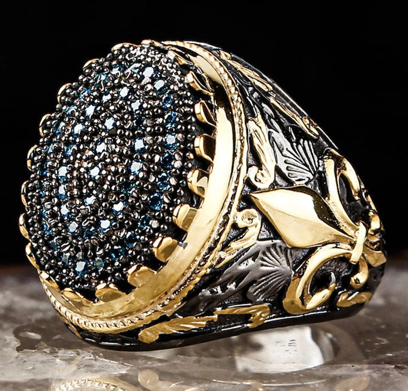 Mens Ring Totem Pattern Geometric Design Durable Copper Adjustable Fashion Jewelry Eye Catching Statement Ornament