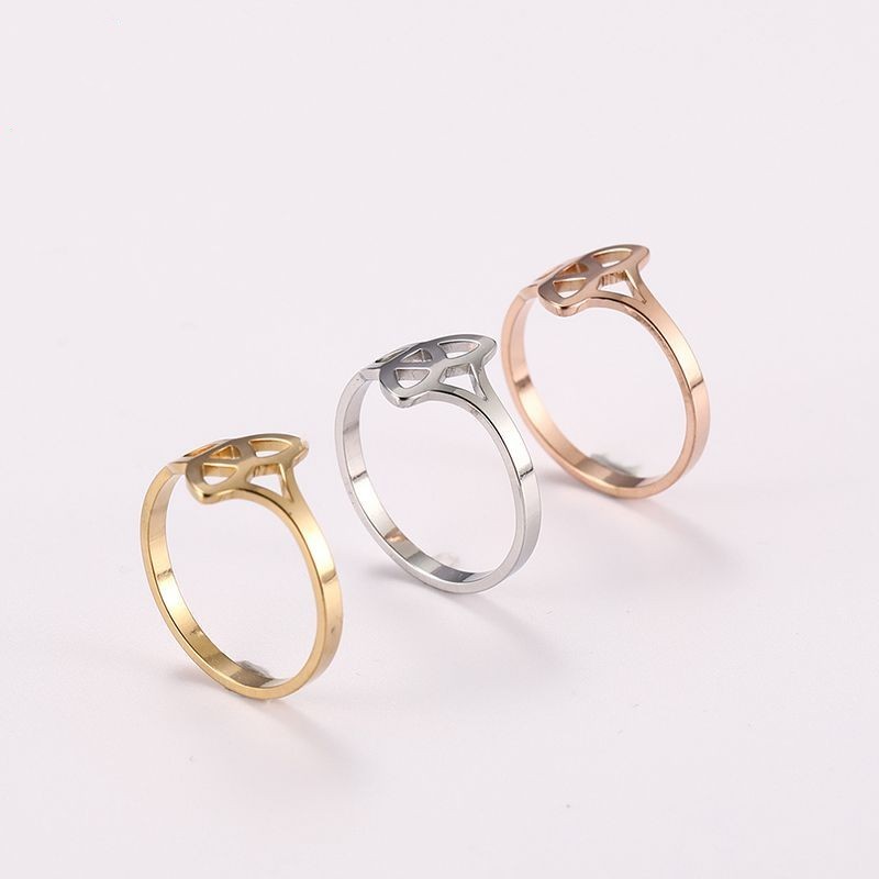 Geometric Stainless Steel Ring Electroplated In Gold And Rose Gold Fashion Jewelry For Women Size 17 18 19 Gift For Her