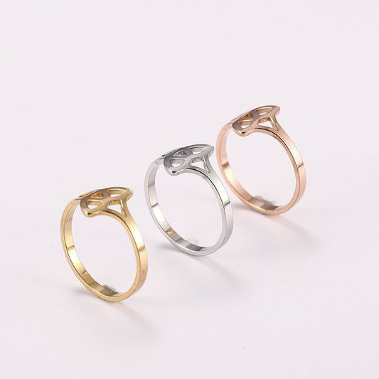 Geometric Stainless Steel Ring Electroplated In Gold And Rose Gold Fashion Jewelry For Women Size 17 18 19 Gift For Her
