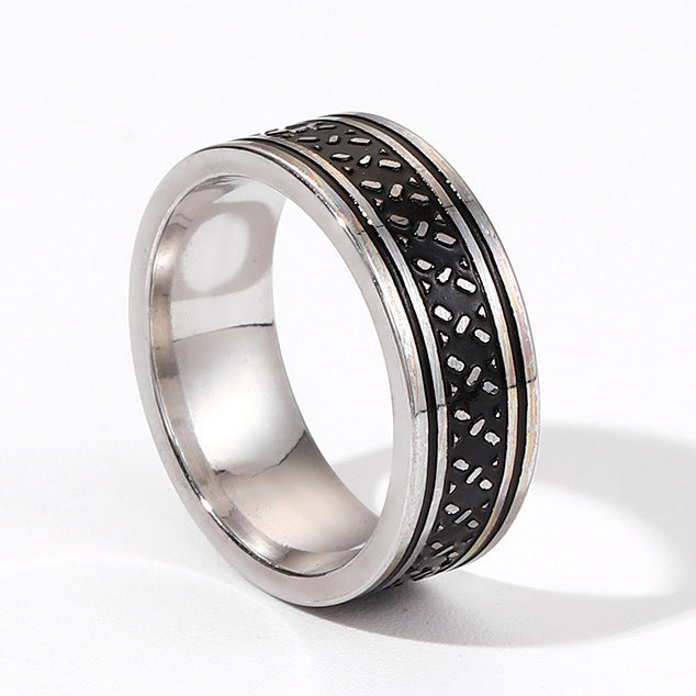 Geometric Titanium Ring Unisex Electroplated Band Jewelry