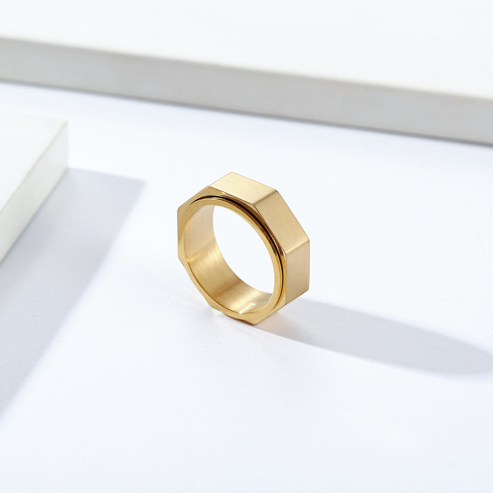 Octagon Nut Titanium Steel Rotating Decompression Ring Unisex Jewelry Size 7 8 9 10 11 12 Stylish Unisex Accessory