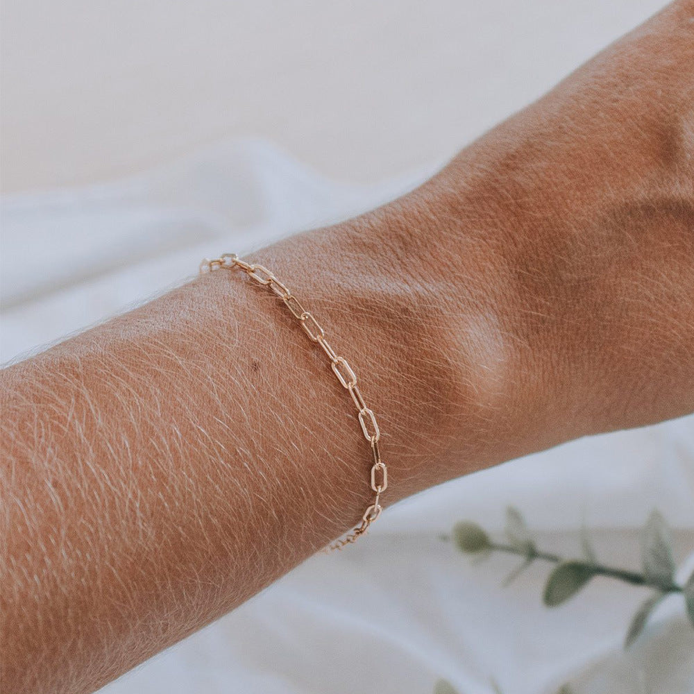 Unisex Titanium Steel Bracelet 14K Gold Plated Geometric Hip Hop Punk Extender Chain Jewelry For Everyday Wear