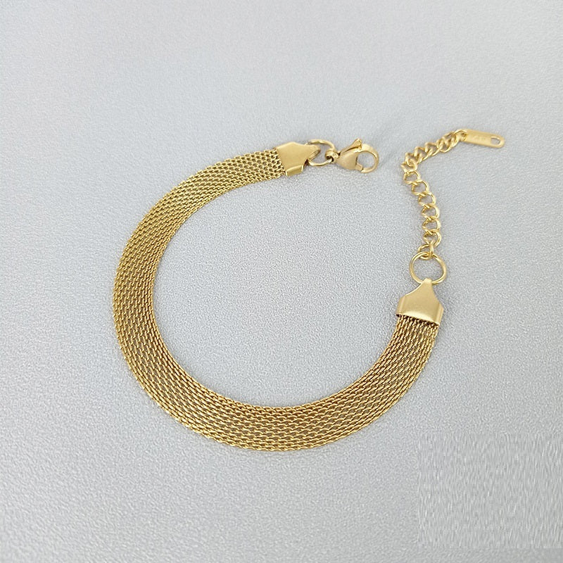 Women Titanium Steel Bracelet Woven Geometric Design